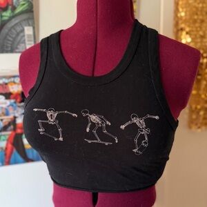 Full Tilt Navy Crop Top with Skeleton Print